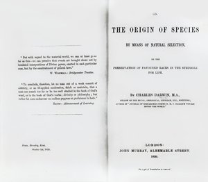 Titlepage to On the Origin of Species by Charles Darwin, Published in 1859 by English School