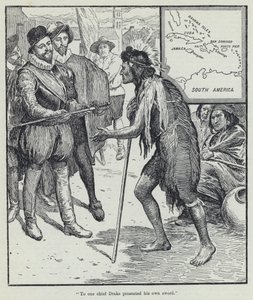 To one chief Drake presented his own sword by English School