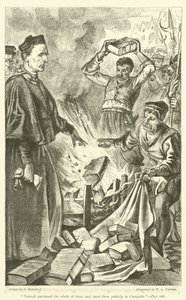 "Tonstall purchased the whole of them, and burnt them publicly in Cheapside" by English School
