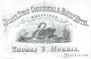 Trade card, Black Swan Commercial & Family Hotel by English School