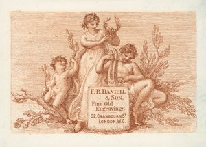 Trade Card for F B Daniell & Son, Fine Old Engravings, London by English School