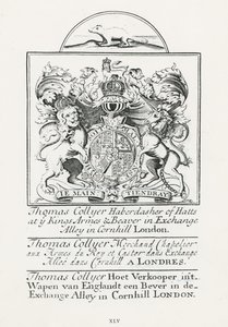 Trade card for Thomas Collyer, Cornhill Haberdasher
