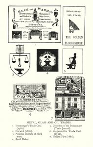 Trade signs: Metal, Glass and Oil Trades by English School