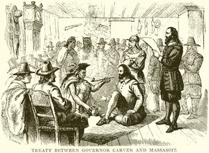 Treaty Between Governor Carver and Massasoit by English School