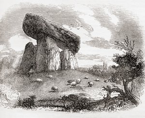 Trethevy Quoit, a megalithic tomb in Cornwall, England, from Old England: A Pictorial Museum, pub. 1847 by English School
