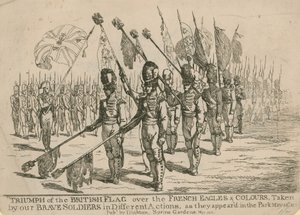 Triumph of the British flag over the French Eagles and Colours by English School