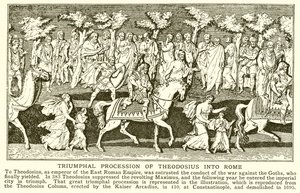 Triumphal Procession of Theodosius into Rome by English School
