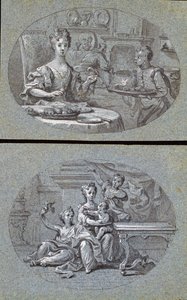 Two Domestic Scenes, c.1725 by English School