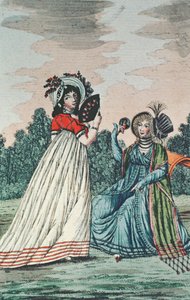 Two Fashionable Ladies in a Garden by English School