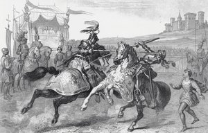 Two Knights Jousting at a Tournament in Germany