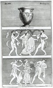 Two Scenes from an Etruscan Vase (engraving) by English School