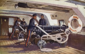 Two of the Trafalgar Guns in HMS Victory by English School