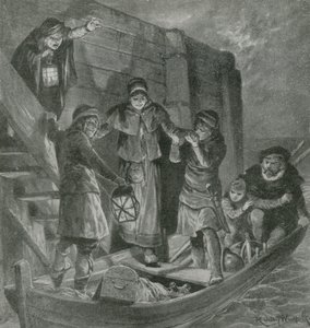 Tycho Brahe Sails Away from His Island in the Darkness of Night by English School