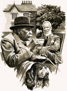 Unidentified Pair of Gentlemen Taking Tea by English School