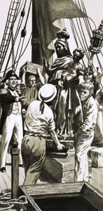 Unidentified Sailing Ship Scene of Cargo Being Loaded by English School