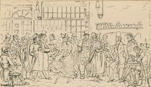 Unidentified scene, possibly relating to the Cock and Hen Club by English School