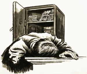 Unidentified victim of a safe break-in by English School