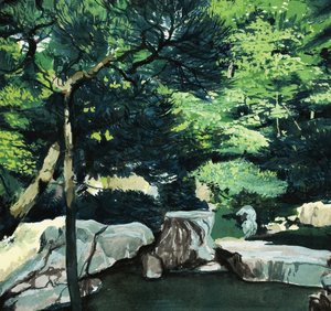 Unidentified woodland scene by English School