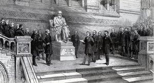 Unveiling the statue of the late Charles Darwin in the Natural History Museum, South Kensington, 9th June 1885