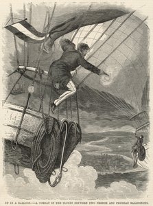 Up in a Balloon; A Combat in the Clouds Between Two French and Prussian Balloonists by English School