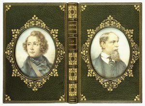 Upper and lower covers, with two oval portraits of Charles Dickens by English School