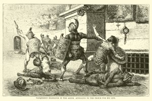 Vanquished Gladiator in the arena appealing to the people for his life by English School
