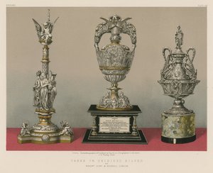 Vases in Oxidised Silver by Hunt and Roskell, London by English School