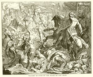 Victory of Otto on the Banks of the Lech by English School
