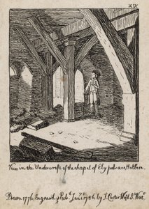 View in the undercroft of the chapel of Ely Palace, Holborn by English School