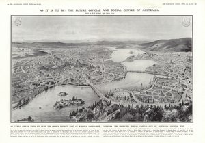 View of Canberra, proposed federal capital of Australia, 1913 by English School