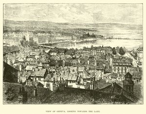View of Geneva, looking towards the lake by English School