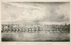 View of Old London Bridge as in the reign of Queen Elizabeth I by English School