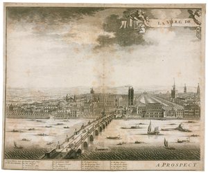 View of Westminster and Bridge by English School