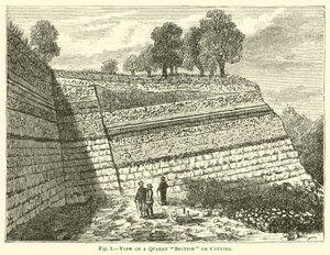 View of a Quarry Section or Cutting by English School
