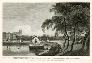 View of part of Westminster, taken from the reservoir in the Green Park by English School