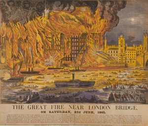 View of the Cottons Wharf Fire, 1861