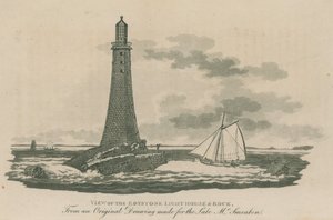 View of the Eddystone Lighthouse and rock by English School