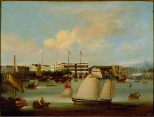 View of the Foreign Factories, Canton, Before 1850