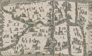 View of the frost fair held on the River Thames by English School