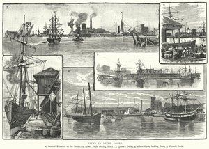 Views in Leith Docks by English School
