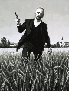 Vincent Van Gogh walking through a wheat field towards his death by English School