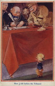 WW1 cartoon propaganda postcard of a conscientious objector by English School