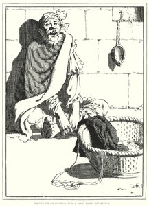 Waiting for employment, with a great basket before him by English School