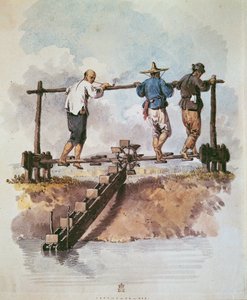 Watering the rice field with a chain pump by English School