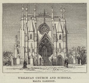 Wesleyan Church and Schools, Malta Garrison (engraving)