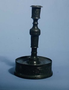 William Grainger candlestick with relief cast decoration, dated 1616