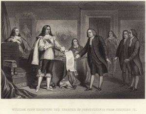 William Penn Receiving the Charter of Pennsylvania from Charles II by English School
