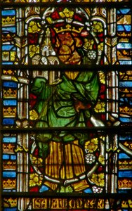 Window depicting Solomon carrying a church by English School