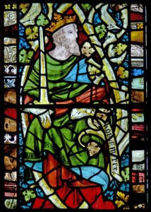 Window depicting Rehoboam on the Tree of Jesse by English School