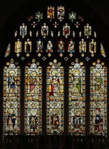 Window depicting Somerset glass of c.1450 in the east window with ten fine figures of saints by English School